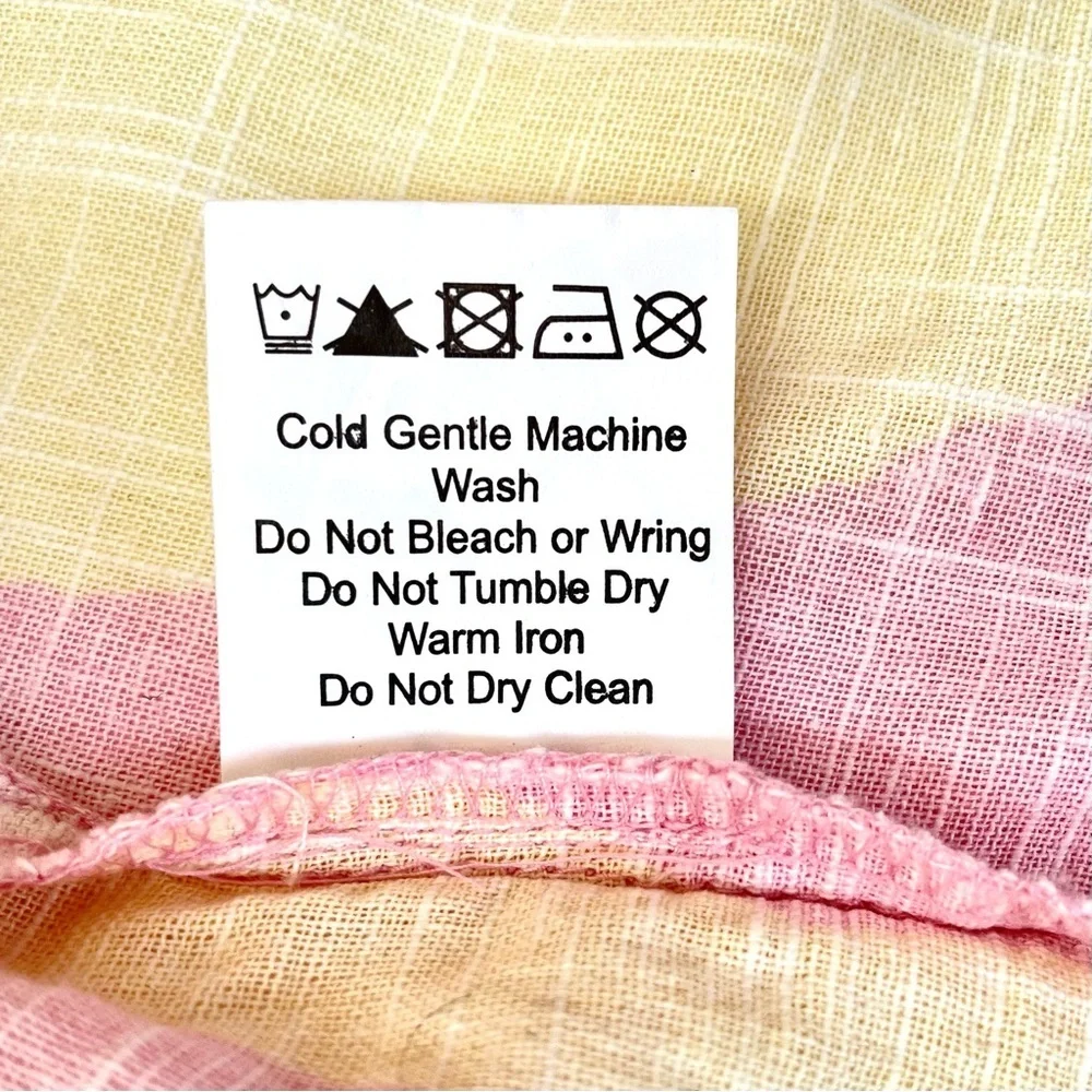 Princess Polly Lightweight Cotton Shirt, Pink/Yellow, Relaxed Fit, Size 4 - Picture 6 of 7